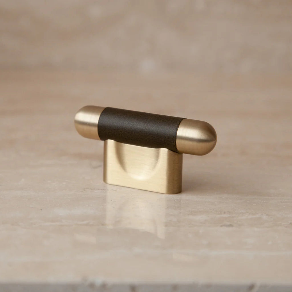 Mineral Leather Wrapped Metal Knob
