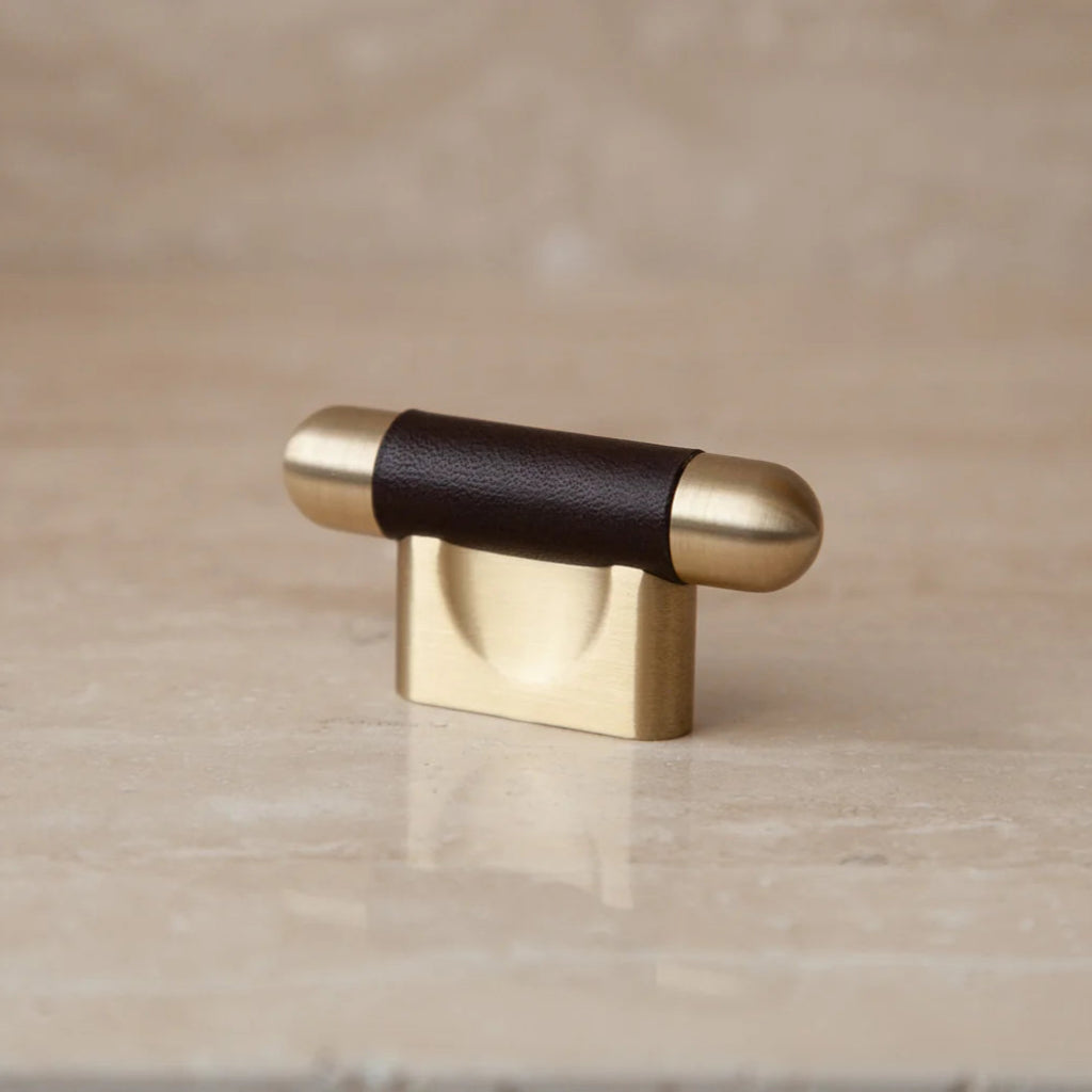 Mineral Leather Wrapped Metal Knob