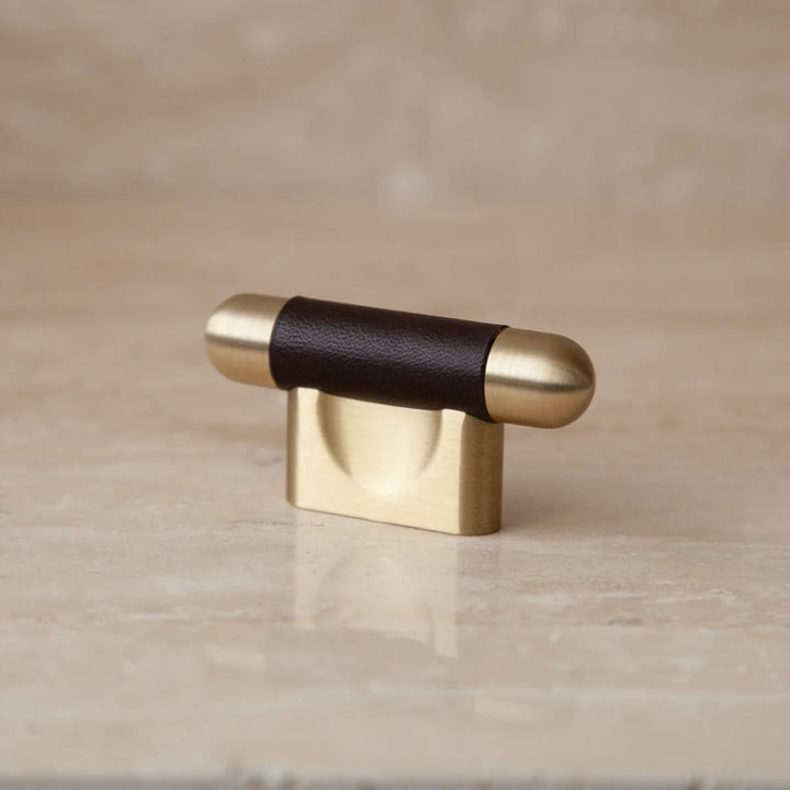 Mineral Leather Wrapped Metal Knob