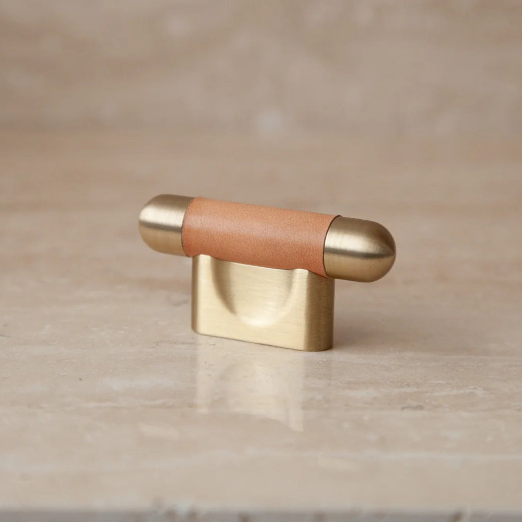 Mineral Leather Wrapped Metal Knob