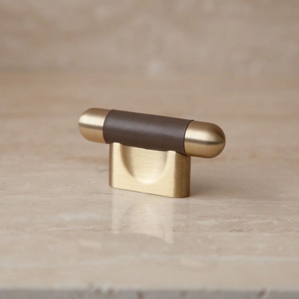 Mineral Leather Wrapped Metal Knob