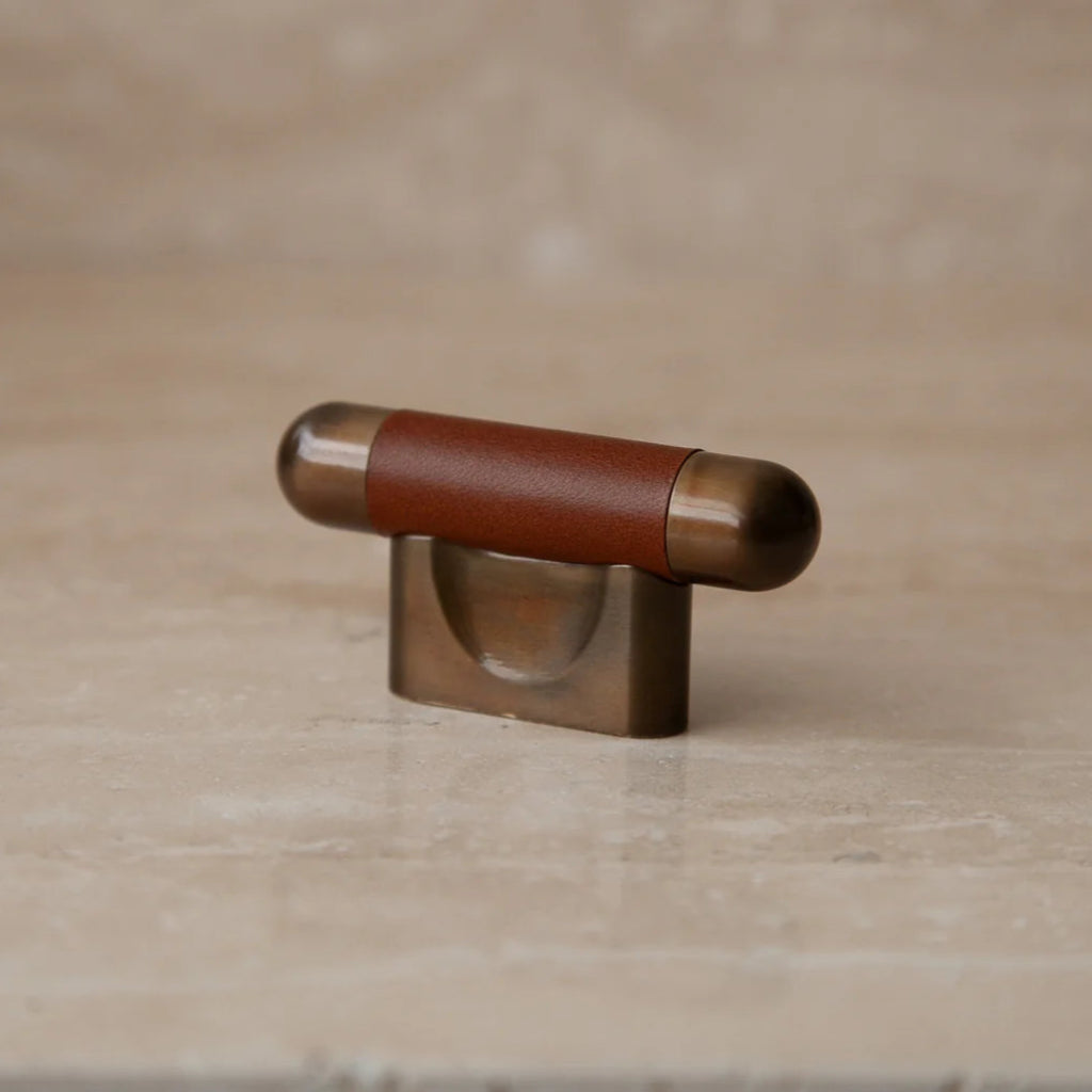 Mineral Leather Wrapped Metal Knob