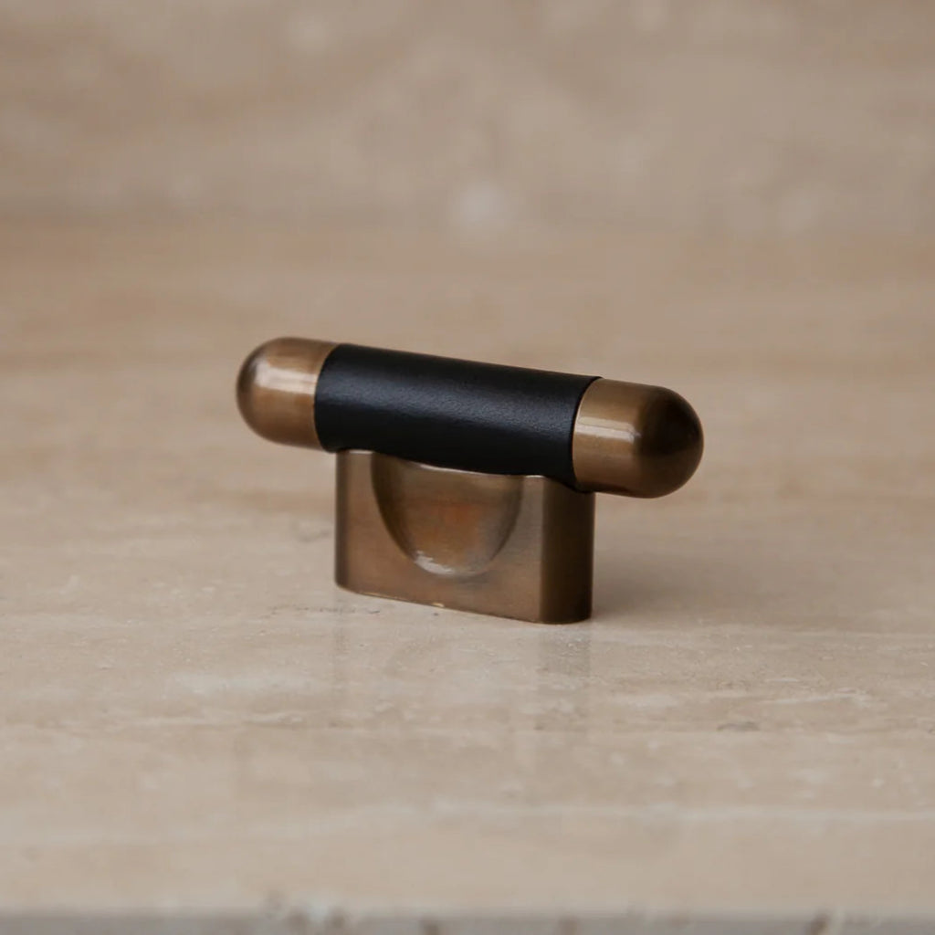 Mineral Leather Wrapped Metal Knob