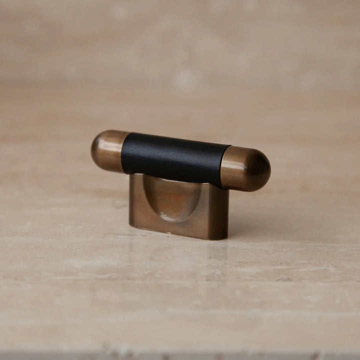 Mineral Leather Wrapped Metal Knob