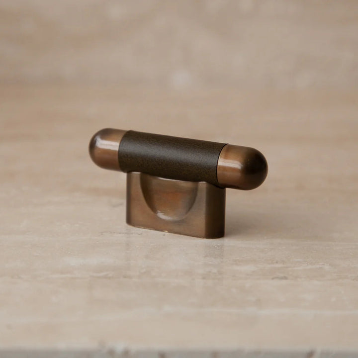 Mineral Leather Wrapped Metal Knob