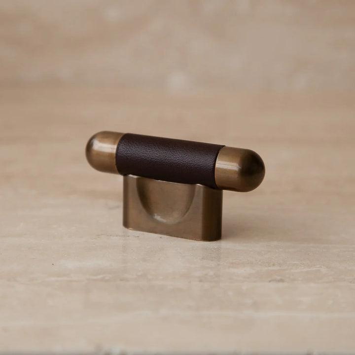 Mineral Leather Wrapped Metal Knob