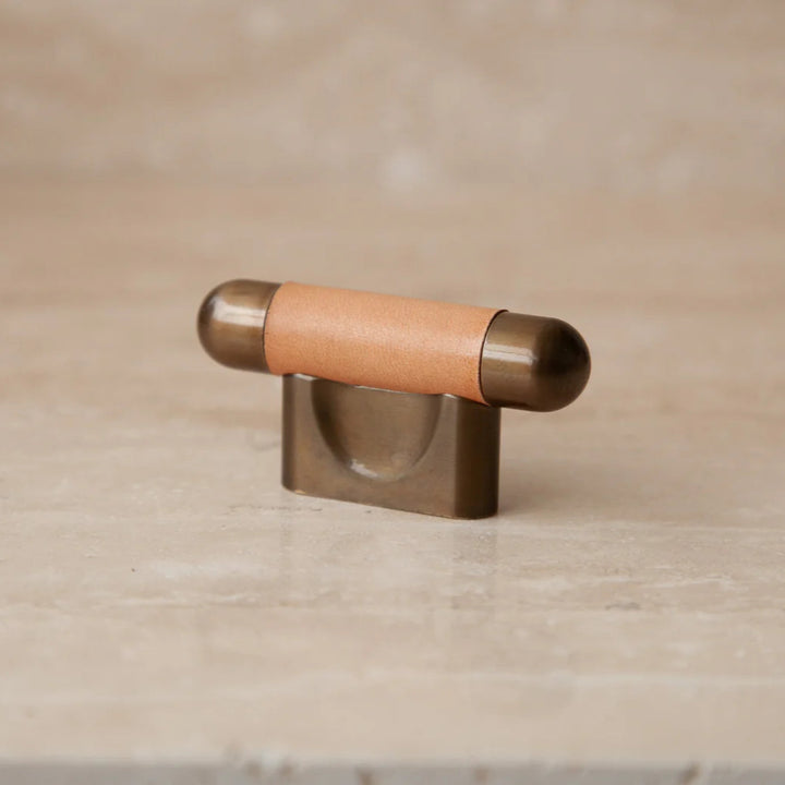 Mineral Leather Wrapped Metal Knob