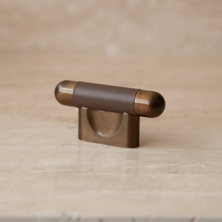 Mineral Leather Wrapped Metal Knob