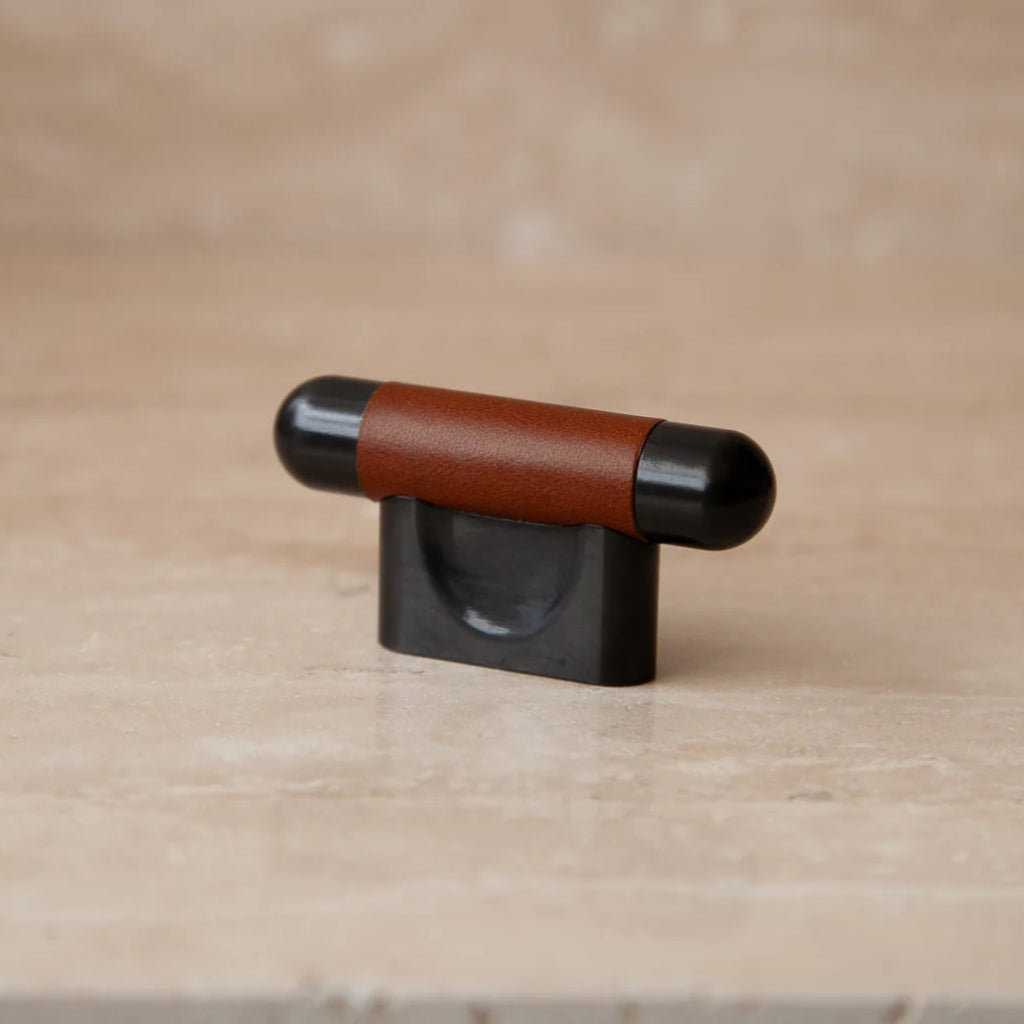 Mineral Leather Wrapped Metal Knob