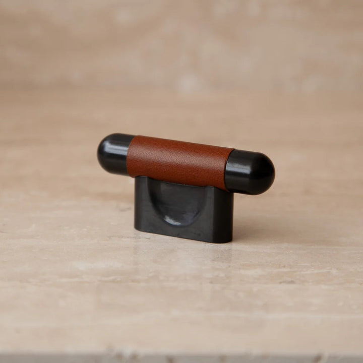Mineral Leather Wrapped Metal Knob