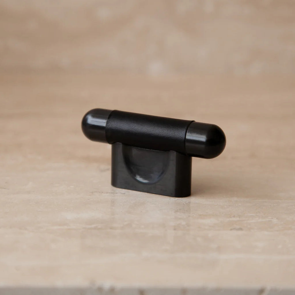 Mineral Leather Wrapped Metal Knob