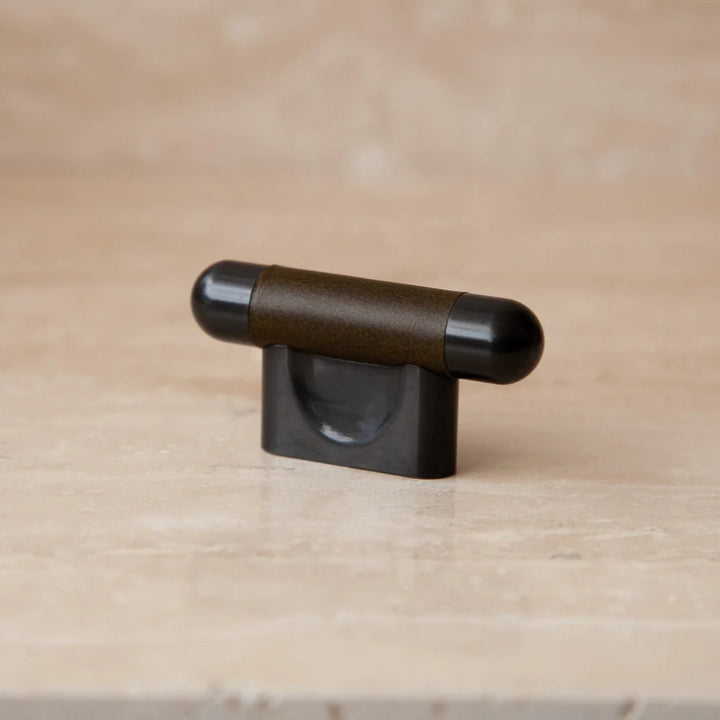 Mineral Leather Wrapped Metal Knob