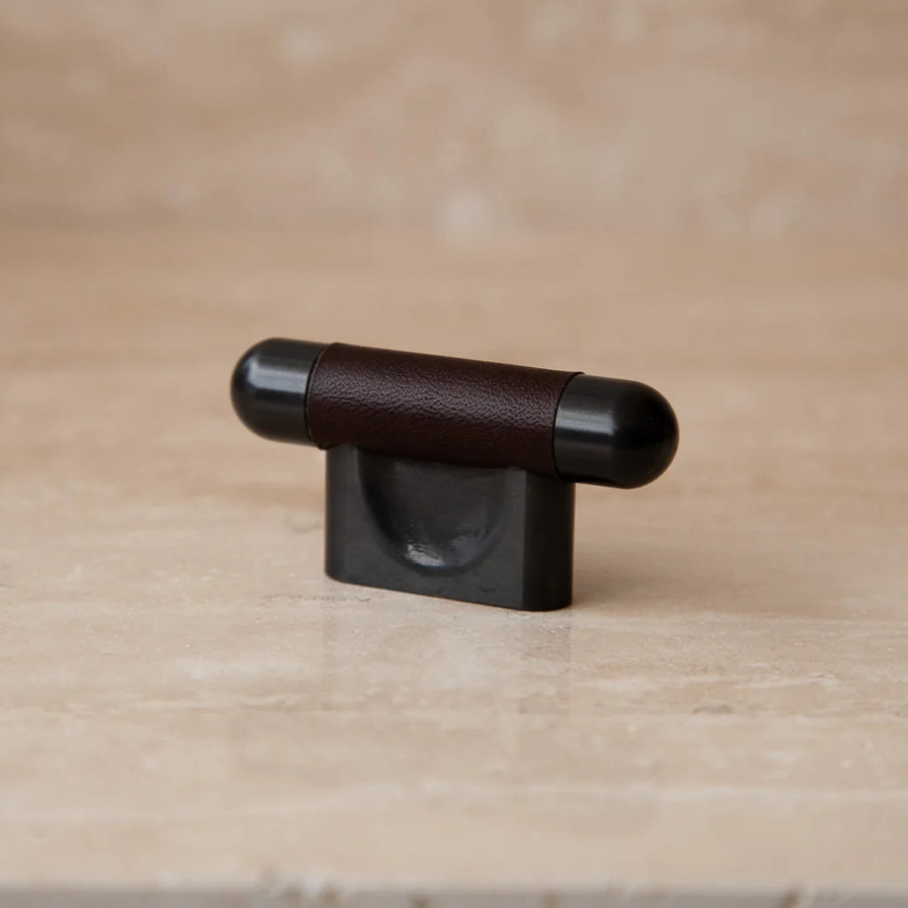Mineral Leather Wrapped Metal Knob