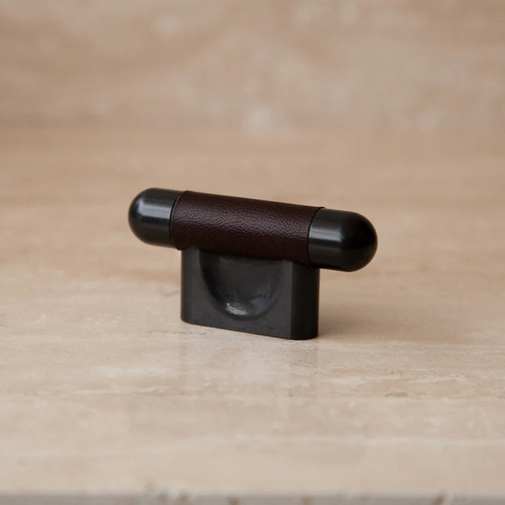 Mineral Leather Wrapped Metal Knob