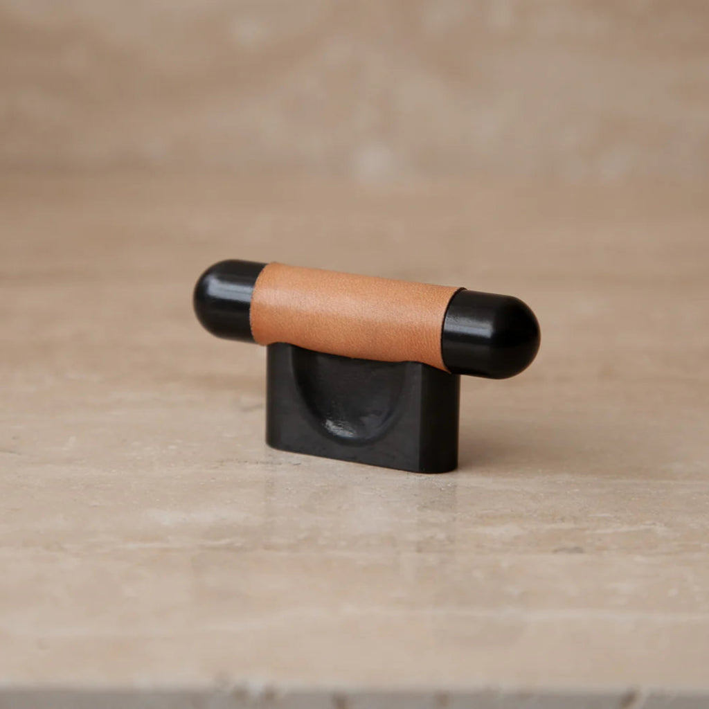 Mineral Leather Wrapped Metal Knob