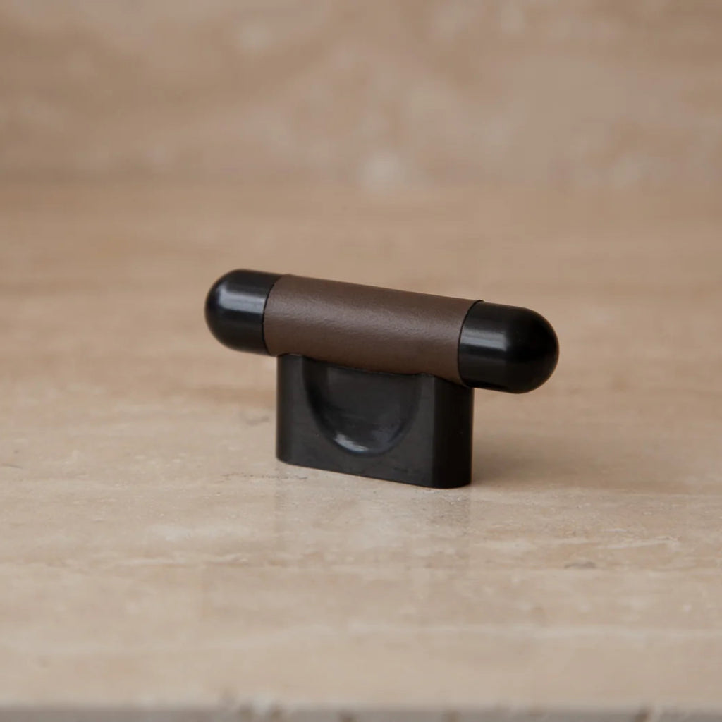 Mineral Leather Wrapped Metal Knob