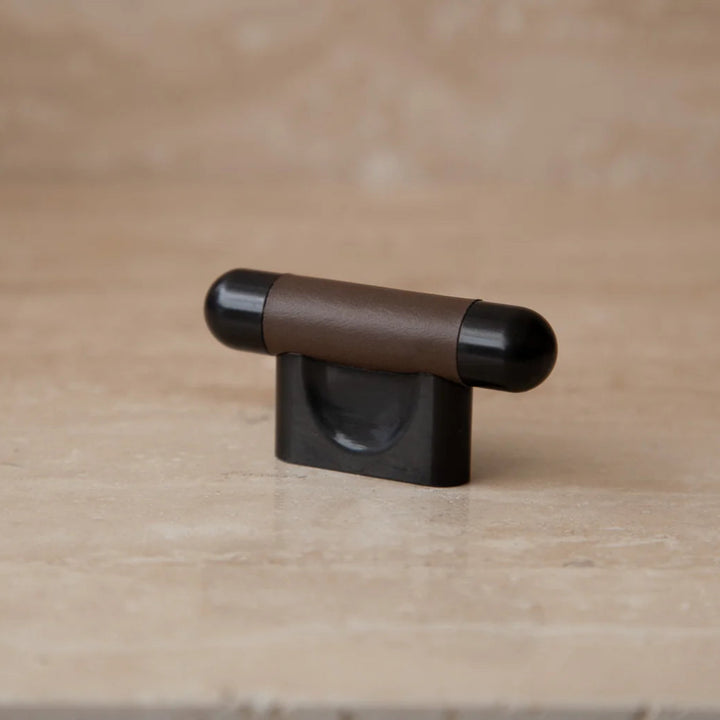 Mineral Leather Wrapped Metal Knob