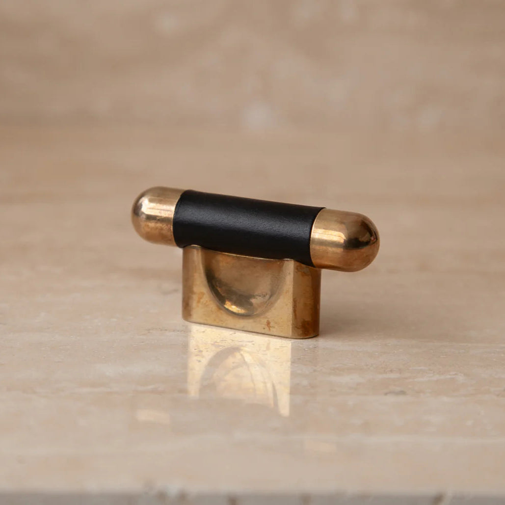 Mineral Leather Wrapped Metal Knob