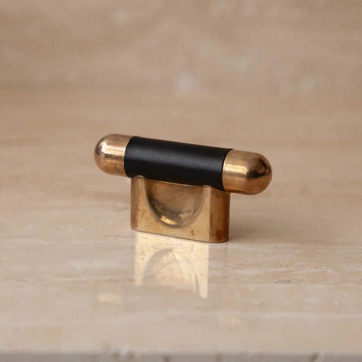 Mineral Leather Wrapped Metal Knob