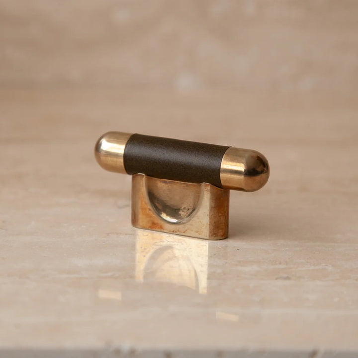 Mineral Leather Wrapped Metal Knob