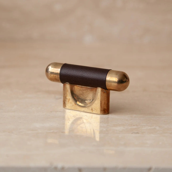 Mineral Leather Wrapped Metal Knob