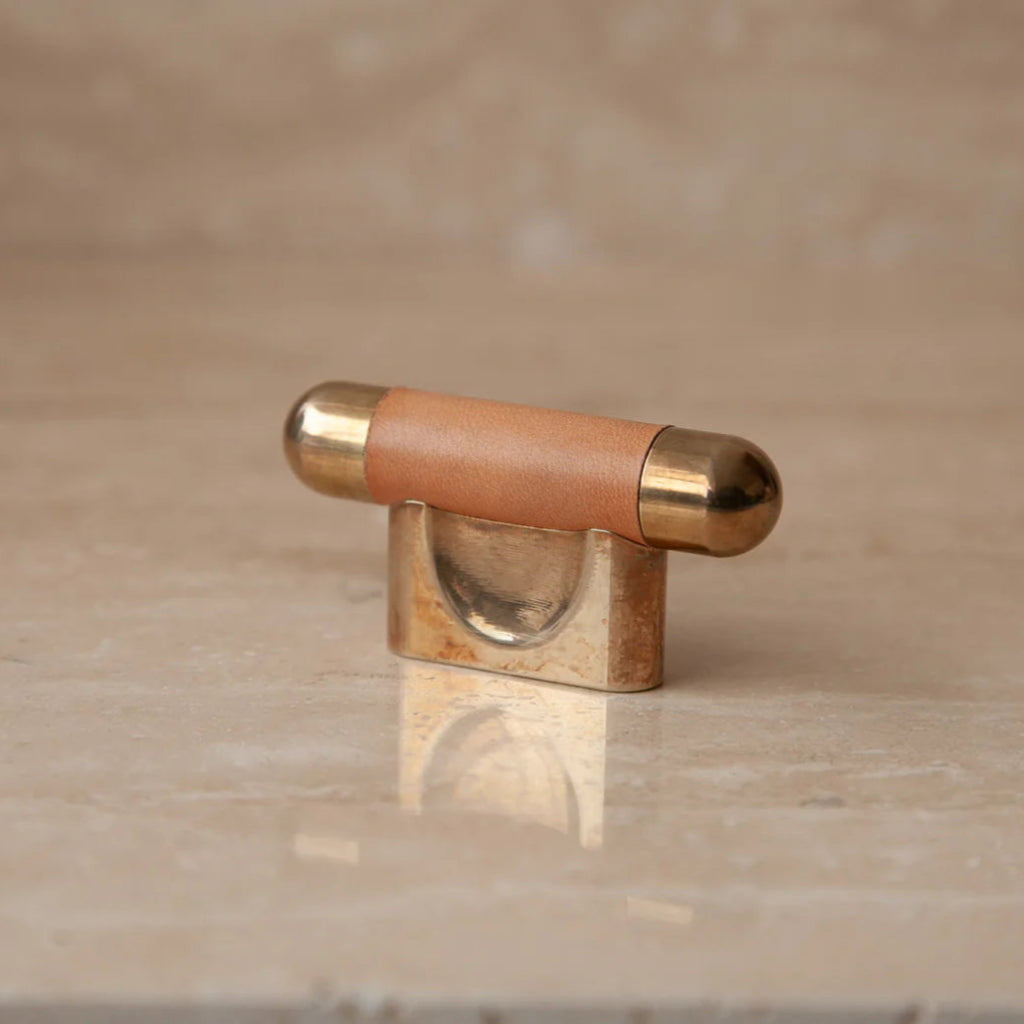 Mineral Leather Wrapped Metal Knob