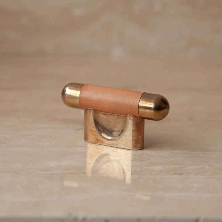 Mineral Leather Wrapped Metal Knob