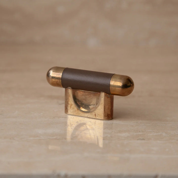 Mineral Leather Wrapped Metal Knob