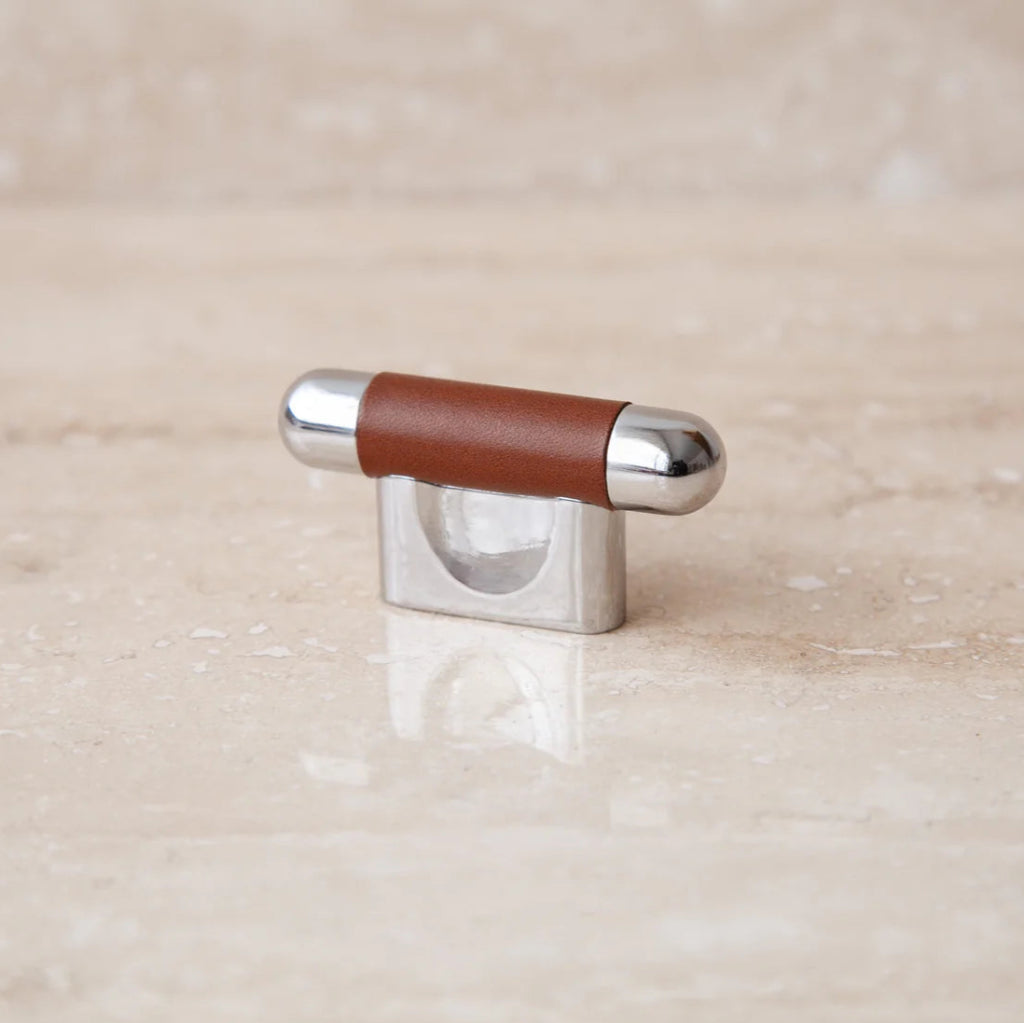 Mineral Leather Wrapped Metal Knob