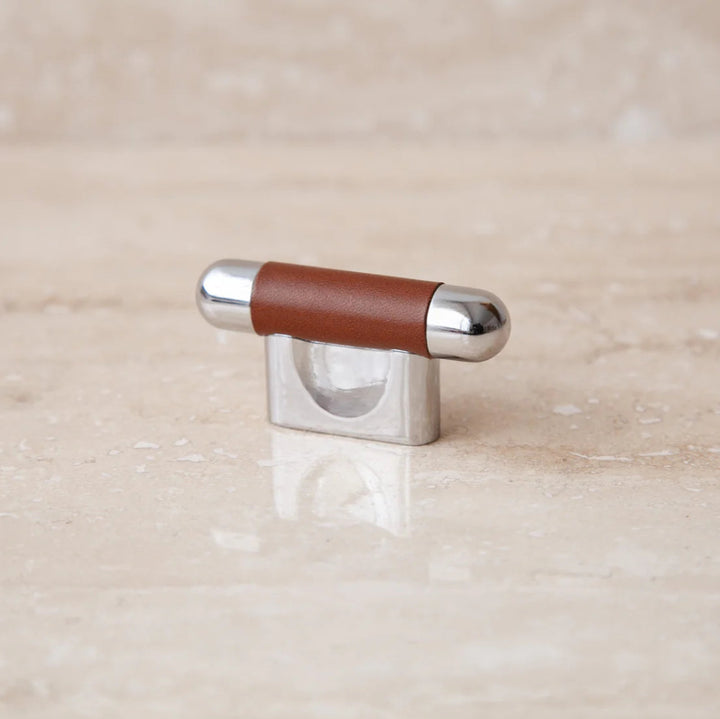 Mineral Leather Wrapped Metal Knob