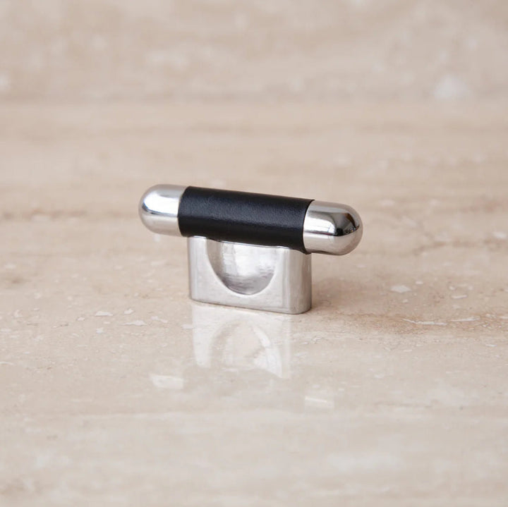 Mineral Leather Wrapped Metal Knob