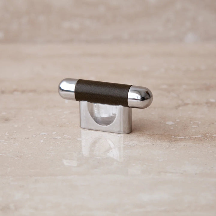 Mineral Leather Wrapped Metal Knob