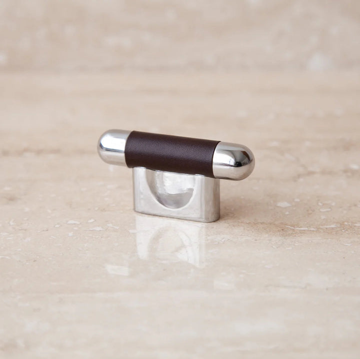 Mineral Leather Wrapped Metal Knob