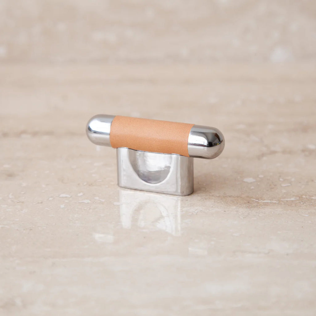 Mineral Leather Wrapped Metal Knob