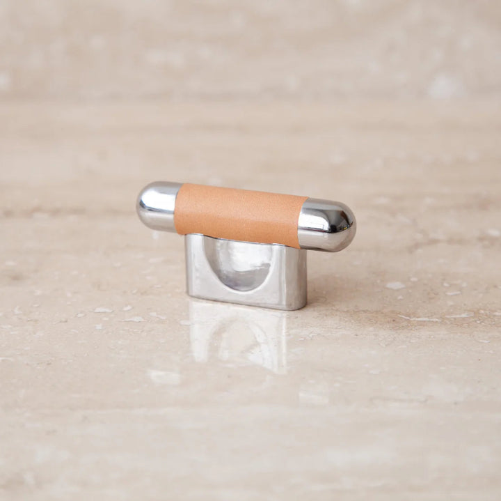 Mineral Leather Wrapped Metal Knob