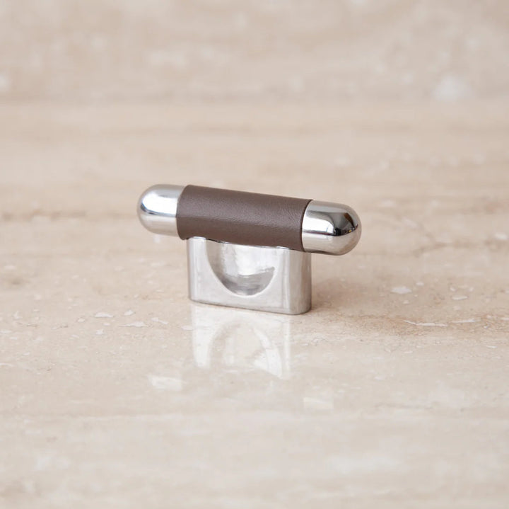 Mineral Leather Wrapped Metal Knob