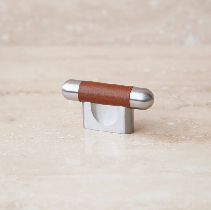 Mineral Leather Wrapped Metal Knob