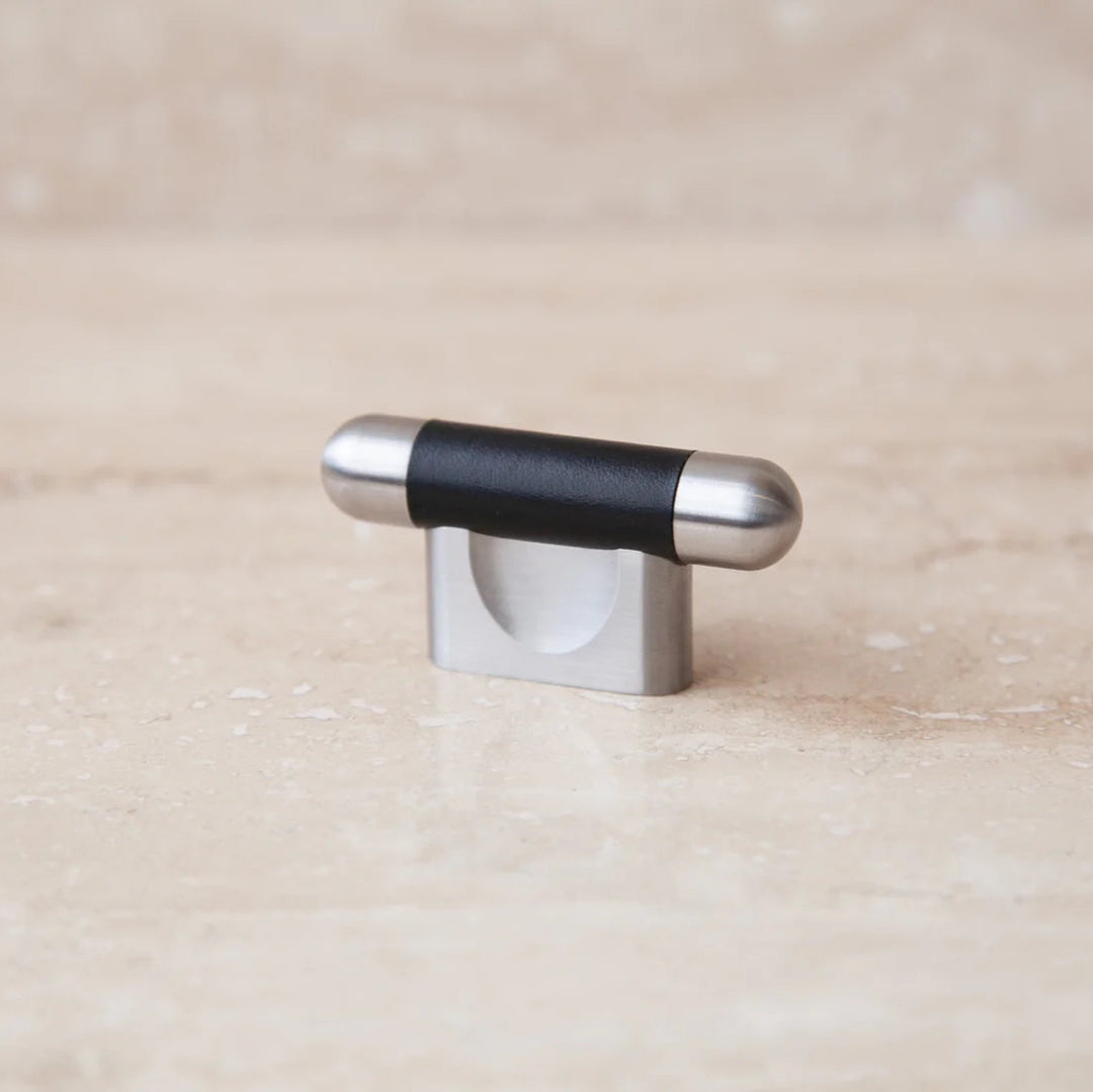 Mineral Leather Wrapped Metal Knob