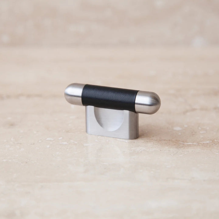 Mineral Leather Wrapped Metal Knob