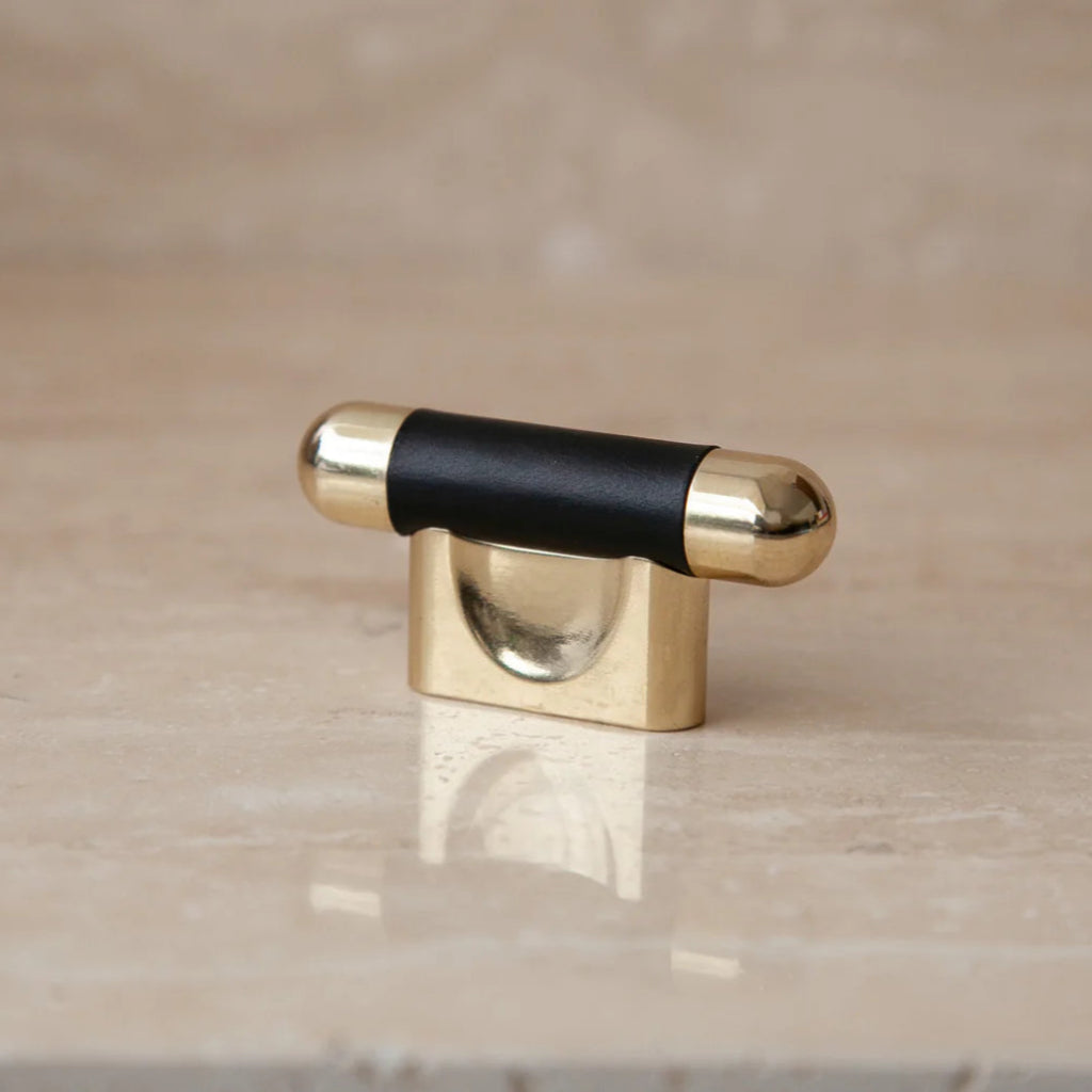 Mineral Leather Wrapped Metal Knob