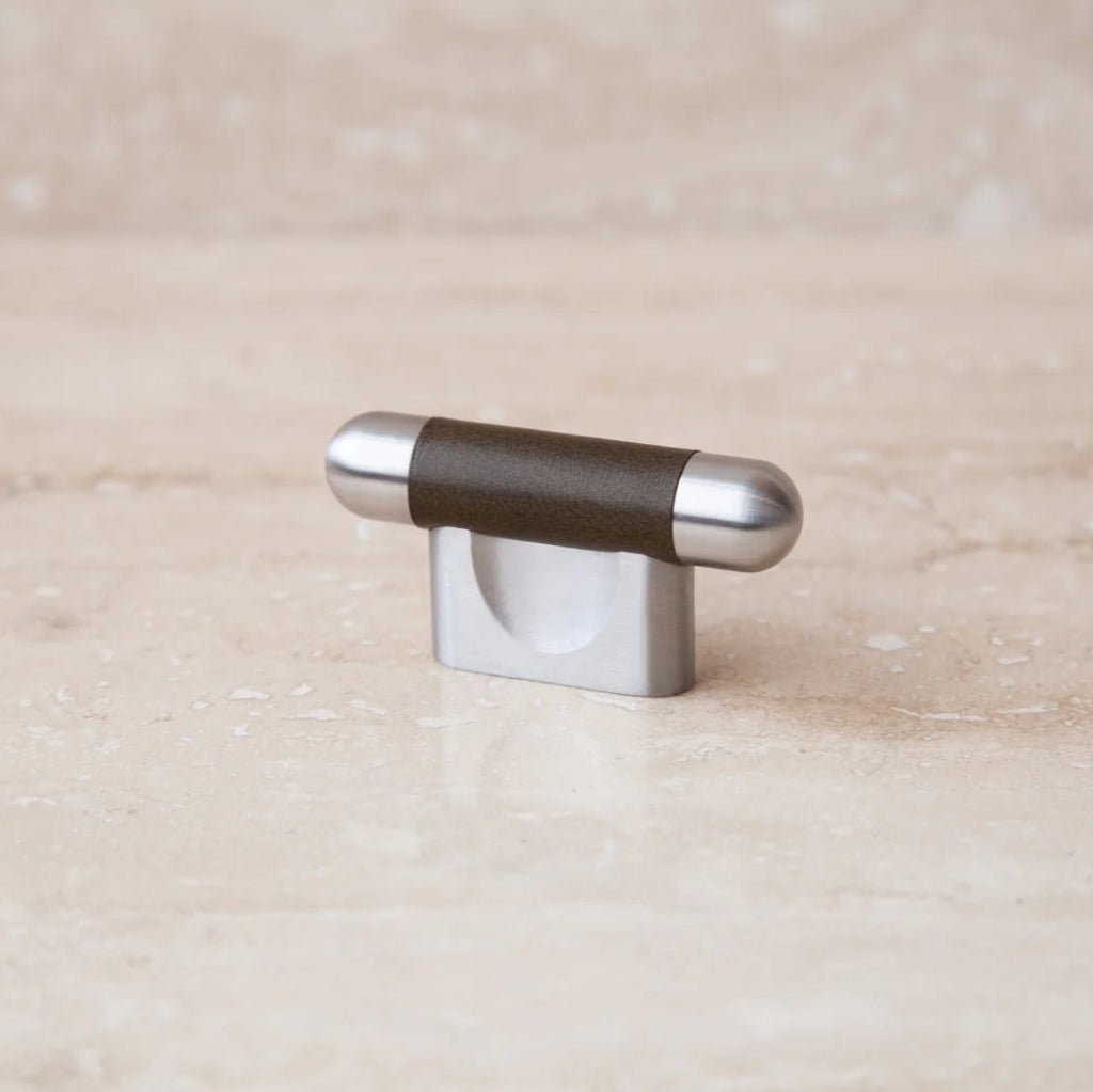 Mineral Leather Wrapped Metal Knob