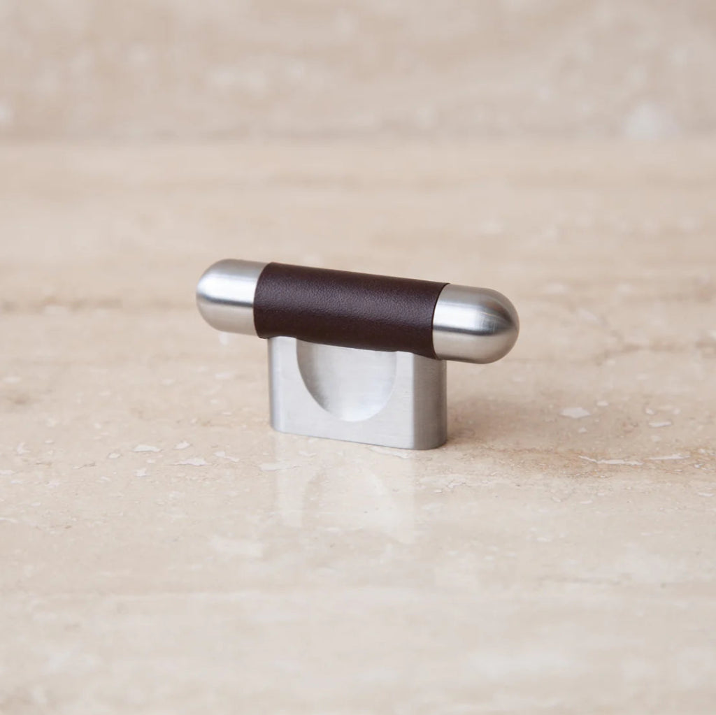 Mineral Leather Wrapped Metal Knob