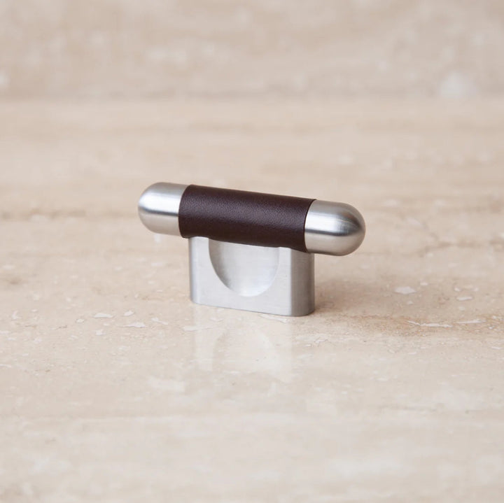 Mineral Leather Wrapped Metal Knob