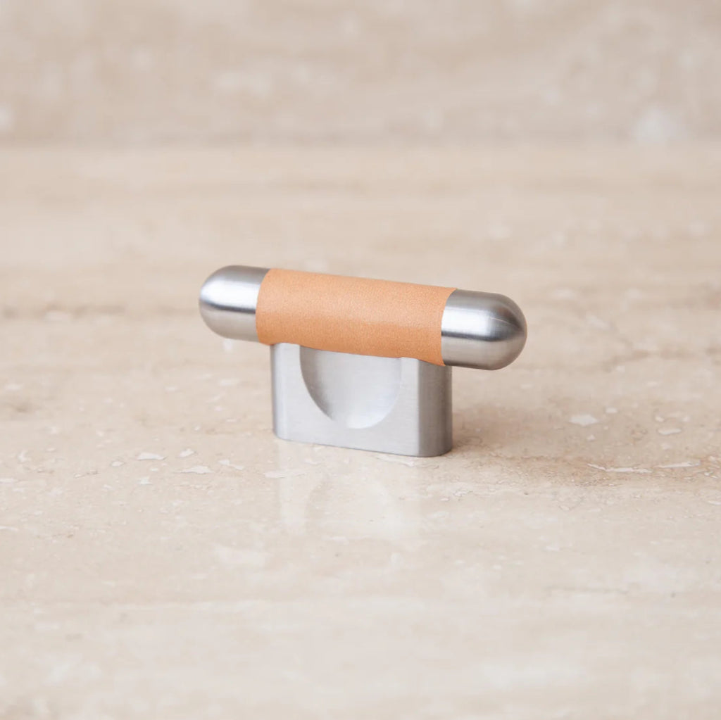 Mineral Leather Wrapped Metal Knob