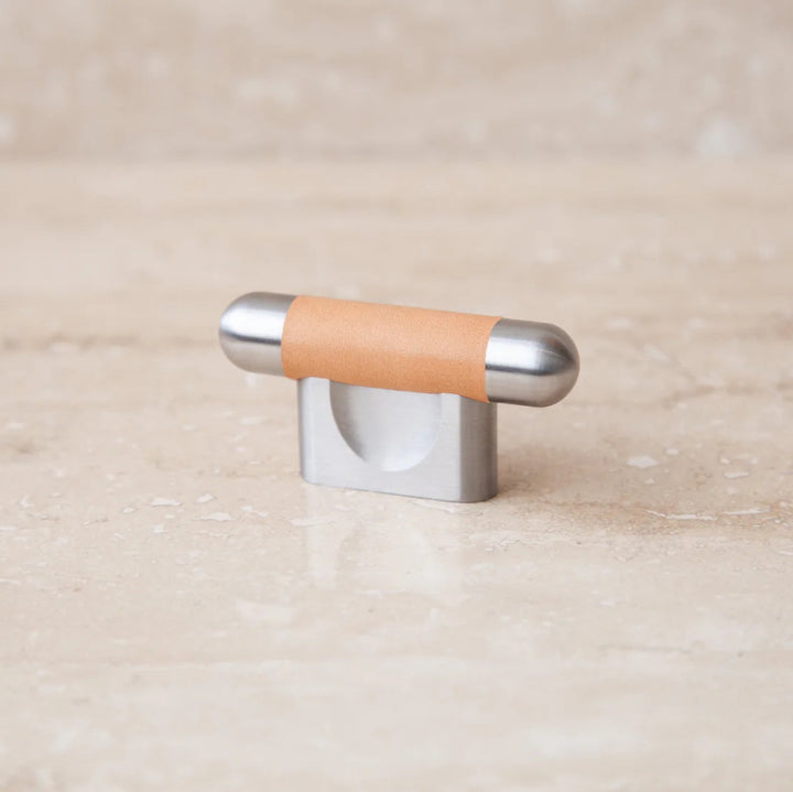 Mineral Leather Wrapped Metal Knob