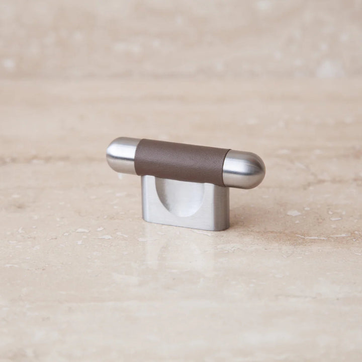 Mineral Leather Wrapped Metal Knob