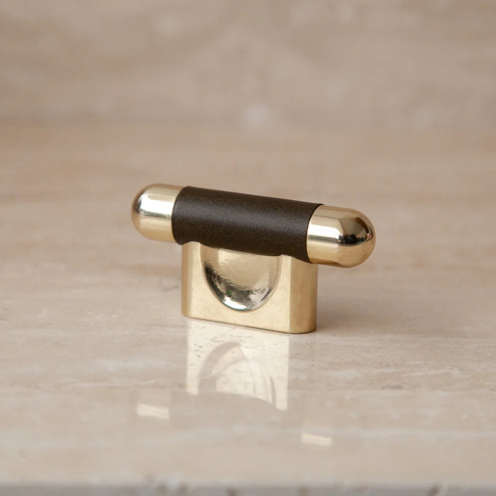 Mineral Leather Wrapped Metal Knob