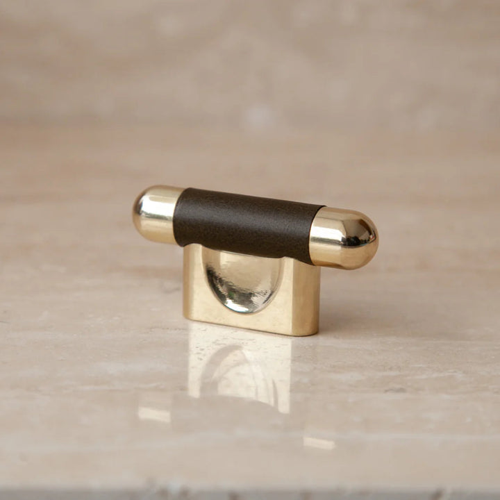 Mineral Leather Wrapped Metal Knob