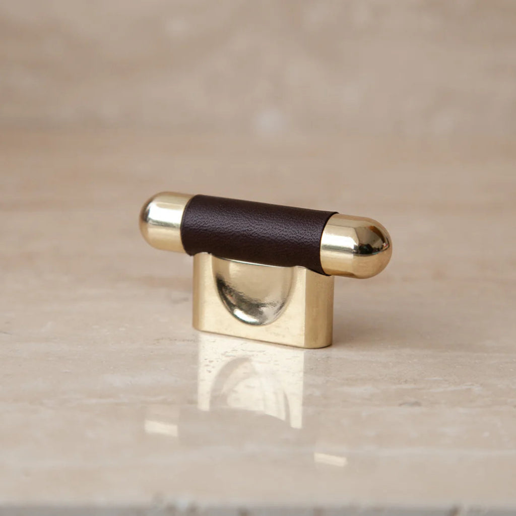 Mineral Leather Wrapped Metal Knob