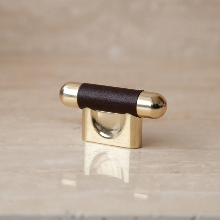 Mineral Leather Wrapped Metal Knob